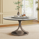 Modern Round Dining Table With 360° Rotating Lazy Susan Scratch & Chairs
