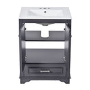 Bathroom Vanity With Ceramic Sink Combo, Modern Freestanding Storage Cabinet With Silver Handles