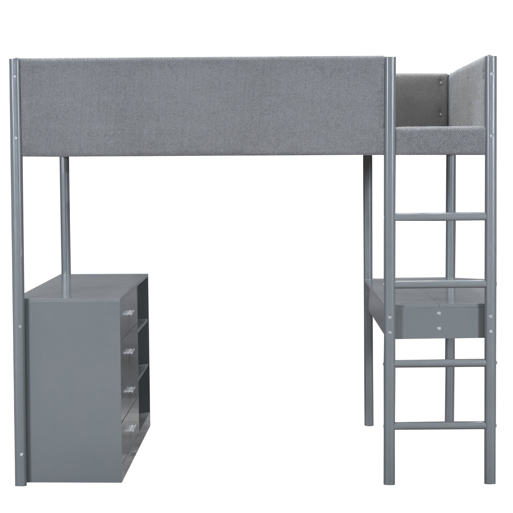 Full Size Teddy FleeceLoft Bed Wood Bed, Gray - Atlantic Fine Furniture Melbourne FL