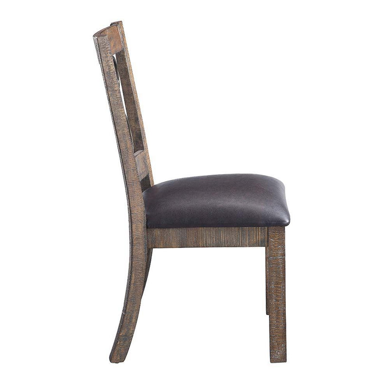 Raphaela - Side Chair (Set of 2) - Black PU & Weathered Cherry Finish - Atlantic Fine Furniture Inc