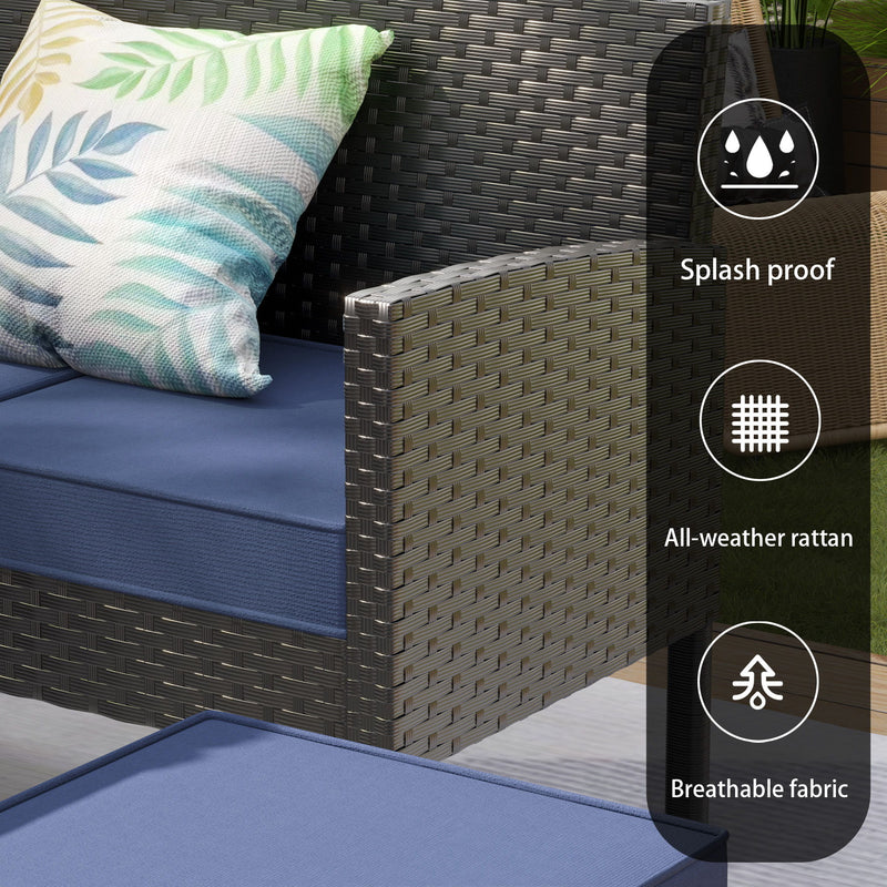7 Piece Outdoor Furniture Set Waterproof Cushions Glass Table
