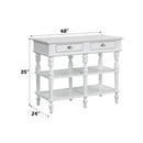 Rorratt - Kitchen Island - Marble Top & White