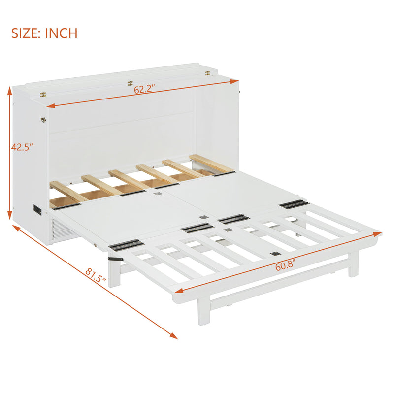 Murphy Bed With Large Drawer, USB Ports And Outlets