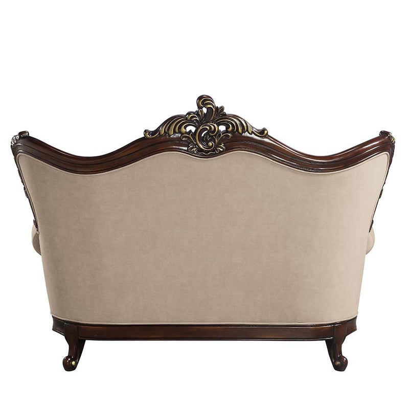 Ragnar - Loveseat - Light Brown Linen & Cherry Finish