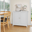 Mid Century Modern Double Door Storage Cabinet With Knobs - White