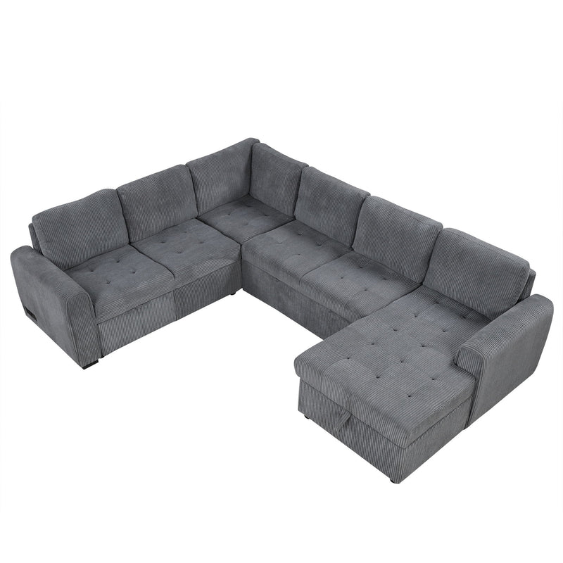 U-Shaped Sofa Sectional Sofa Pull-Out Sofa Bed With A Storage Chaise Lounge, Charging Devices For Living Room