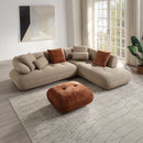 Carrick - Sectional Sofa With 6 Pillows - Beige Sandwich Mesh Fabric