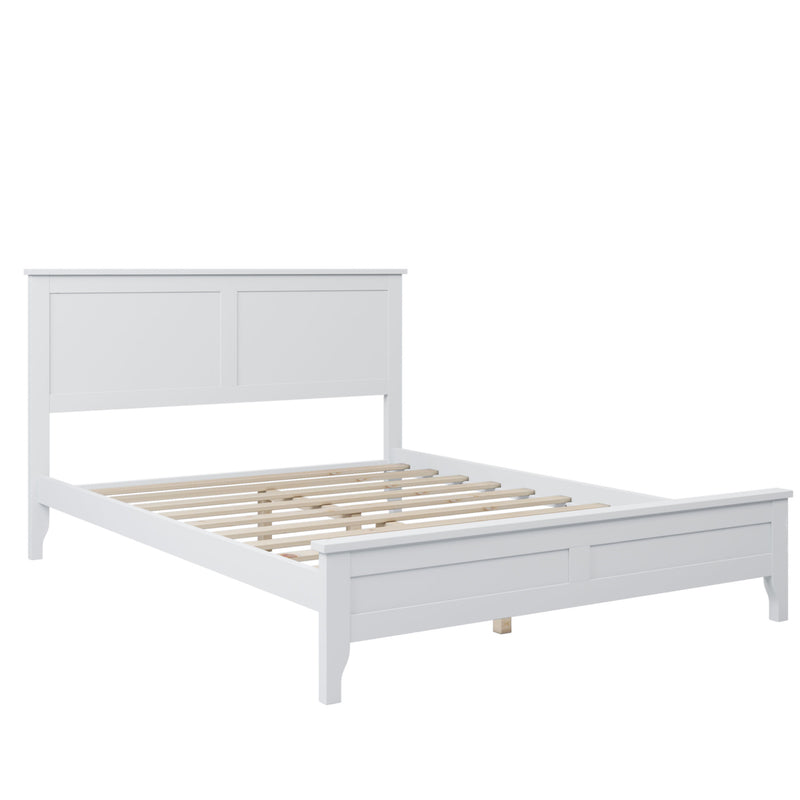 Solid Wood 3 Pieces Full Bedroom Sets - White