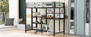 Metal Loft Bed With Desk, 3 Shelves And Ladder