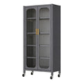 6 Tier Storage Cabinet With Transparent Door, Adjustable Shelves & Wheels
