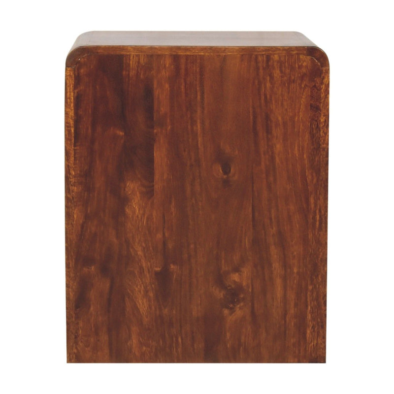 T Bar Rounded Bedside Table - Dark Brown