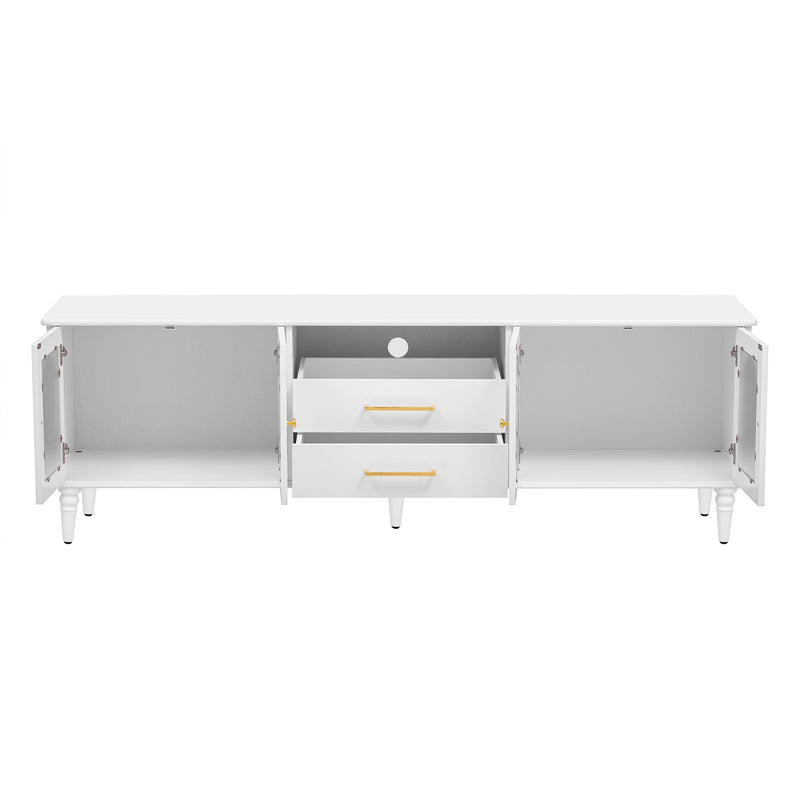 Retro TV Stand With Fluted Glass Doors