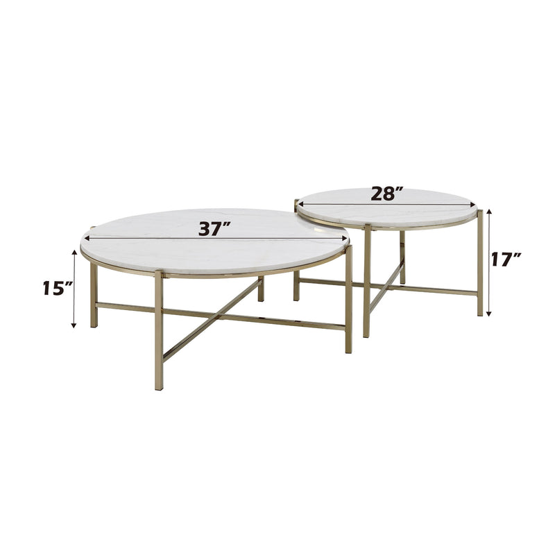 Zaidee - Marble Top Nickel Nesting Table Set - White