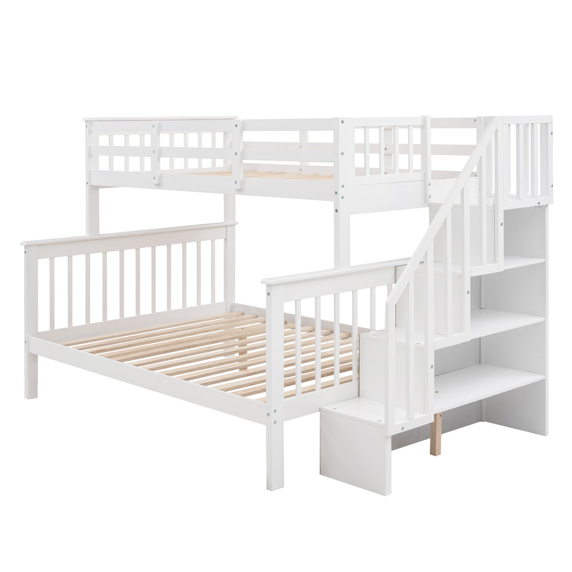 Stairway Twin-Over-Full Bunk Bed with Storage and Guard Rail for Bedroom, White color(OLD SKU :LP000019AAK) - Atlantic Fine Furniture Melbourne FL