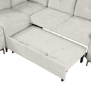 Versatile L Shaped Sofa Bed With Storage, Cup Holders, USB Ports Chenille