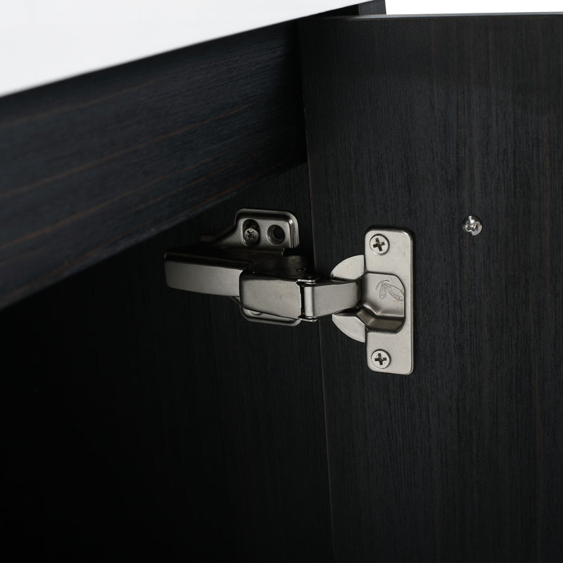 Modern Wall Mounted Bathroom Vanity With Resin Sink And Storage Rack