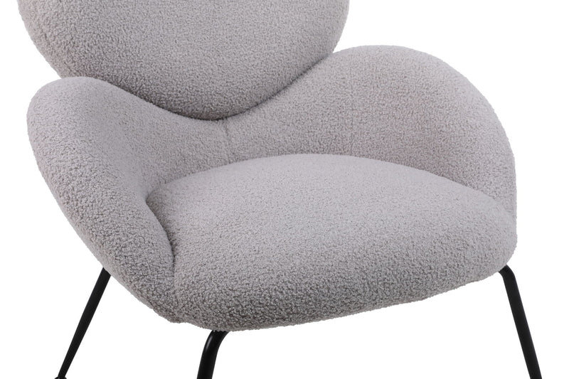 Modern Sherpa Chairs Accent Armchairs For Living Dining Room, Upholstered Chairs With Metal Legs, Comfy And Soft Chairs For Bedroom, Cute Vanity Chairs