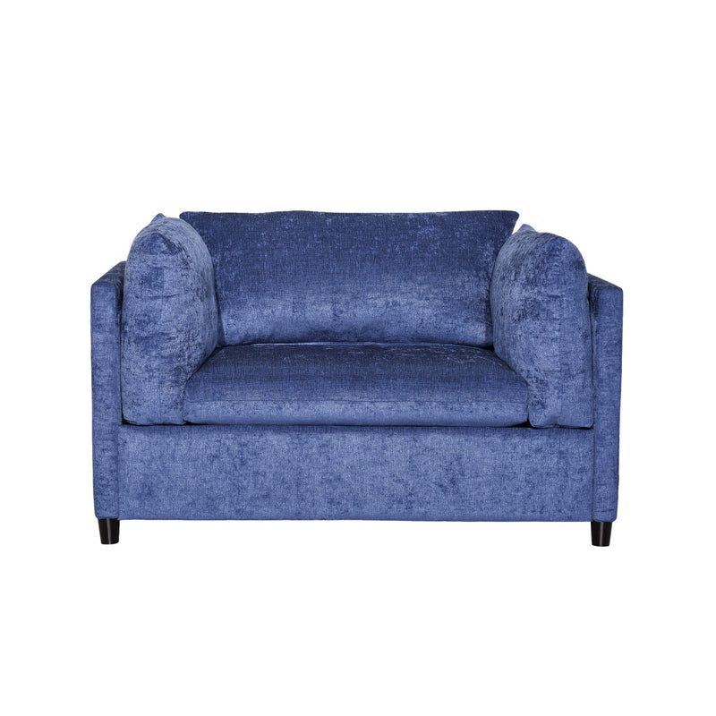 Modern Club Chair With Textured Upholstery And Pillow Accents - Navy Blue