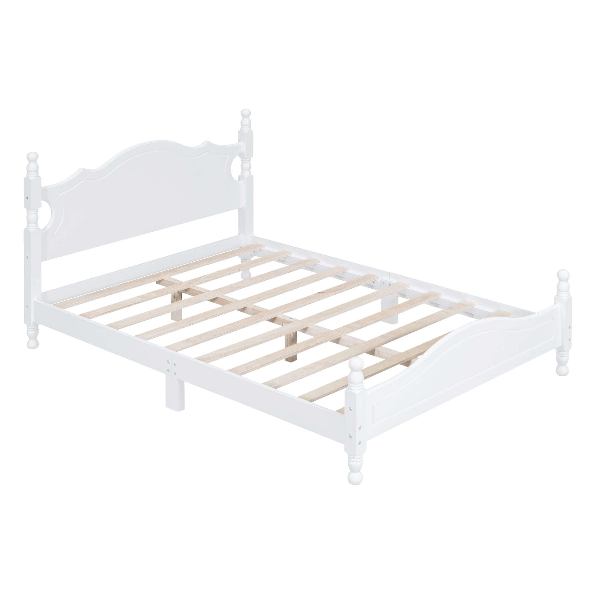Full Size Wood Platform Bed Frame,Retro Style Platform Bed with Wooden Slat Support,White - Atlantic Fine Furniture Melbourne FL