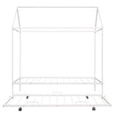 Twin Size Kids House Bed With Trundle, Metal House Bed White