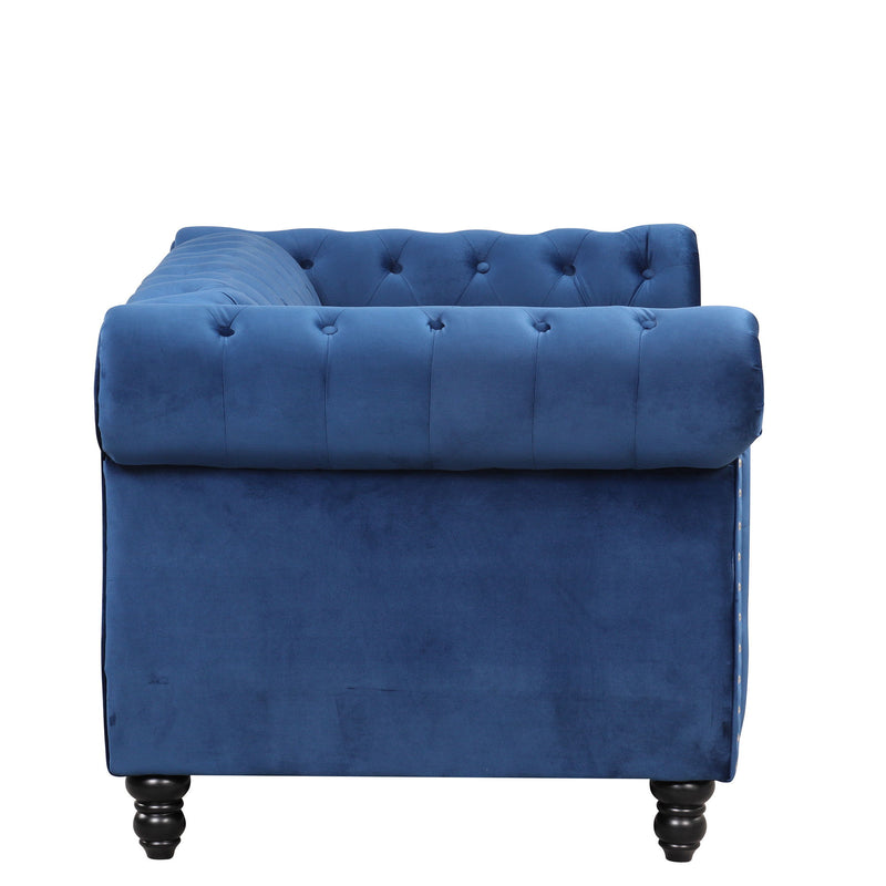 Modern Sofa Dutch Plush, Upholstered Sofa, Solid Wood Legs, Buttoned Tufted Backrest