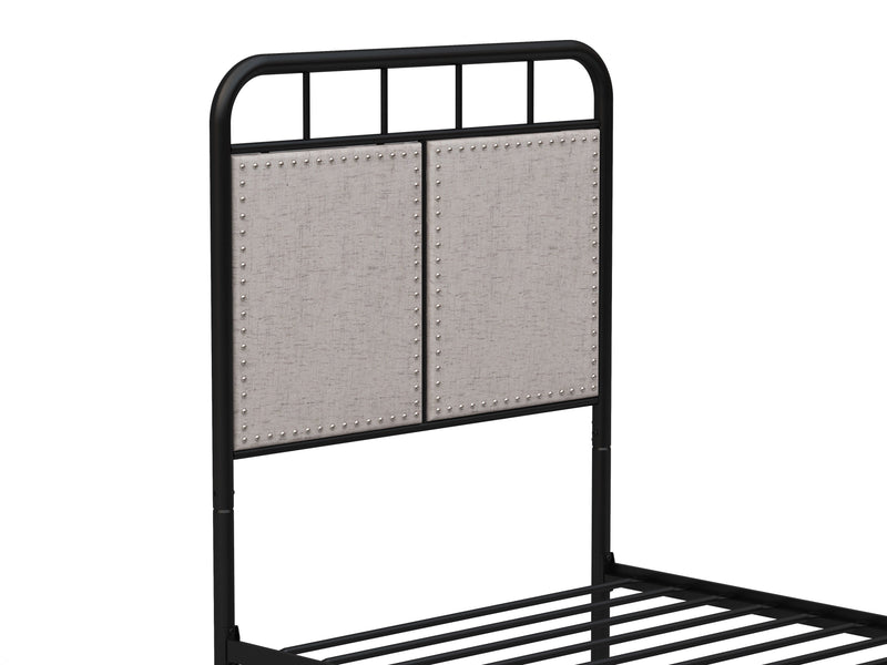 Twin Size Linen Upholstered Platform Metal Bed Frame With Fabric Headboard And Footboard - Brown