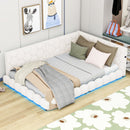 Upholstered Full Size Platform Bed With LED Belt And USB Ports - White