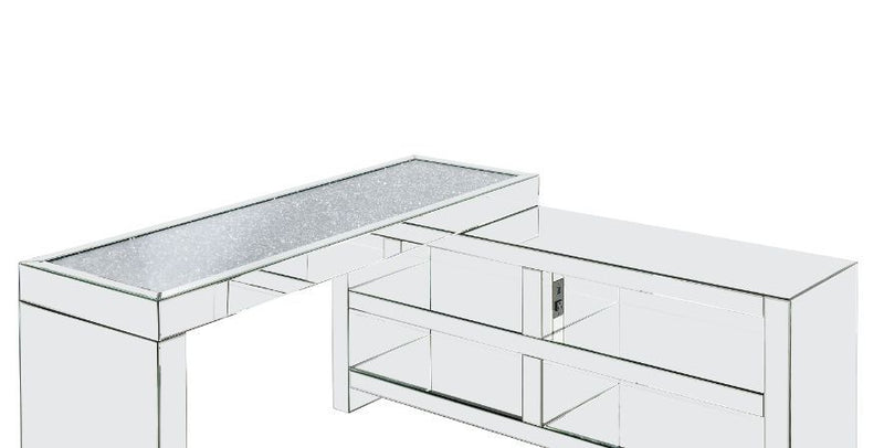 Noralie - Desk - Clear Glass, Mirrored & Faux Diamonds - 32"