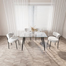 Modern Minimalist Rectangular Glass Dining Table With Tempered Glass Top Metal Legs, For 4 - 6 - Transparent