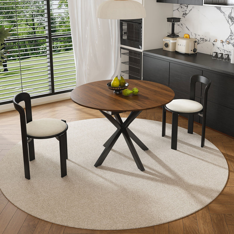 Retractable Dining Table, Round Extendable 6 Person Table - Walnut
