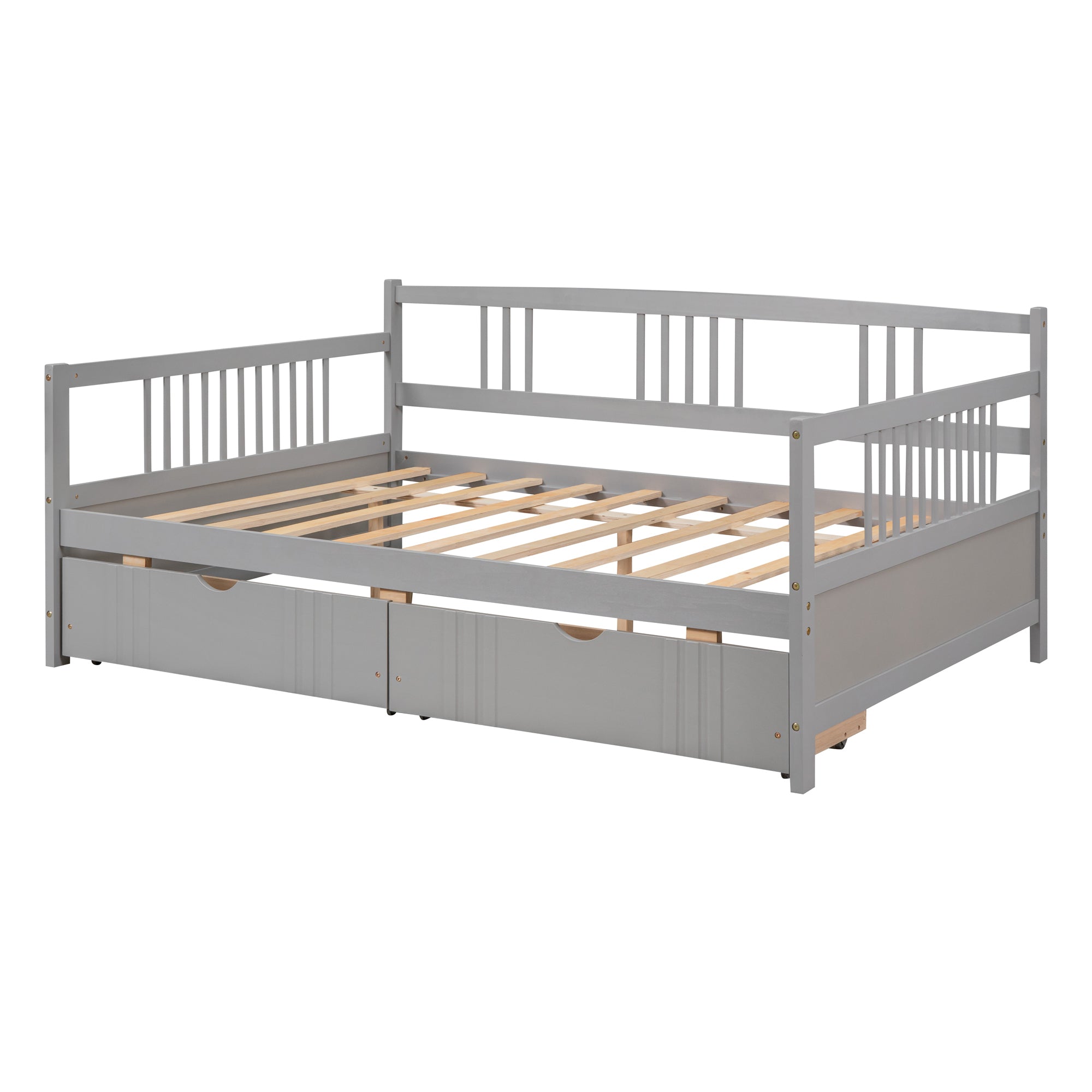 Full Size Daybed Wood Bed with Two Drawers,Gray(OLD  SKU:LP000058AAE) - Atlantic Fine Furniture Melbourne FL