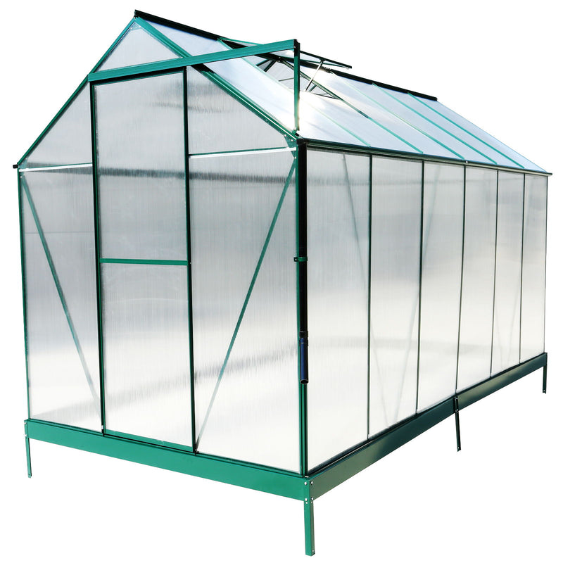 Polycarbonate Greenhouse, Heavy Duty Outdoor Aluminum Walk-In Green House Kit With Rain Gutter, Vent And Door For Backyard Garden