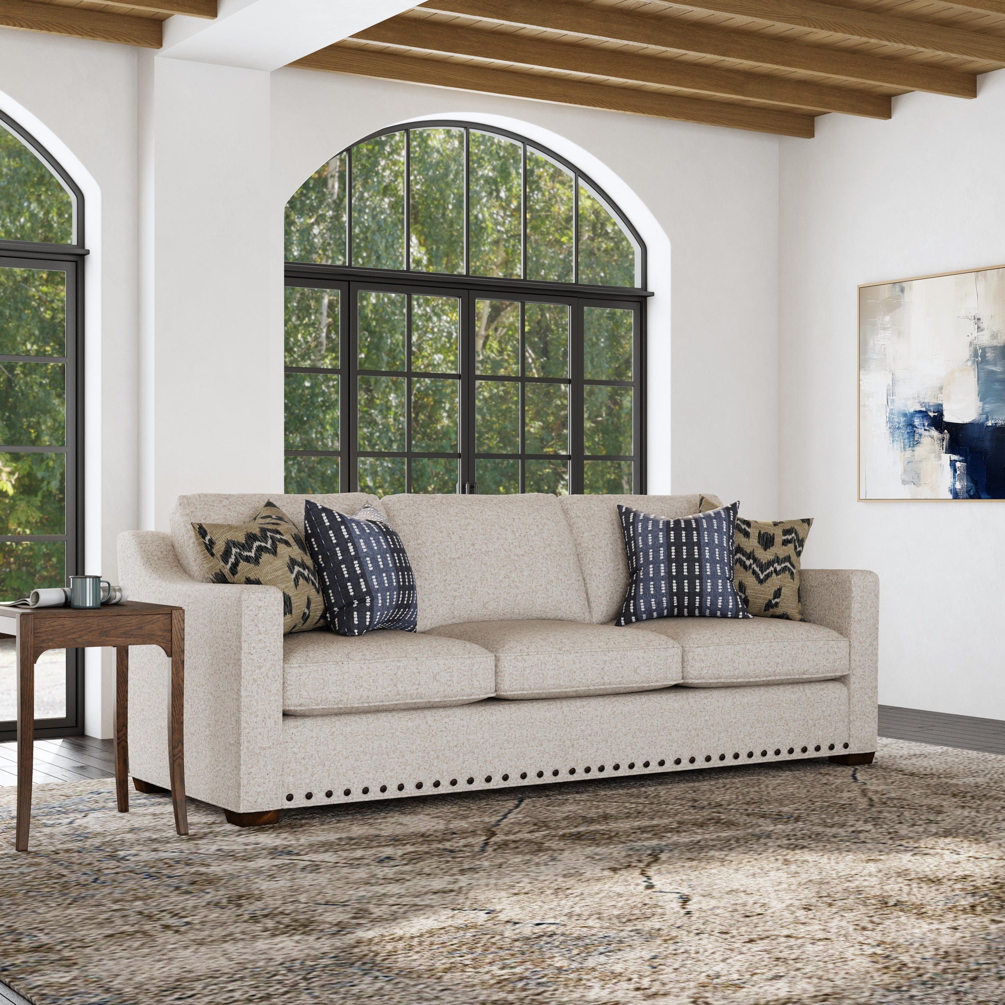 Milo - Fabric Sofa With Nailhead Trim