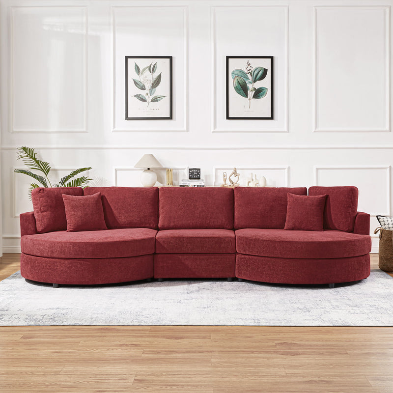 Modern 3 Seater Upholstered Sofa With Curved Design