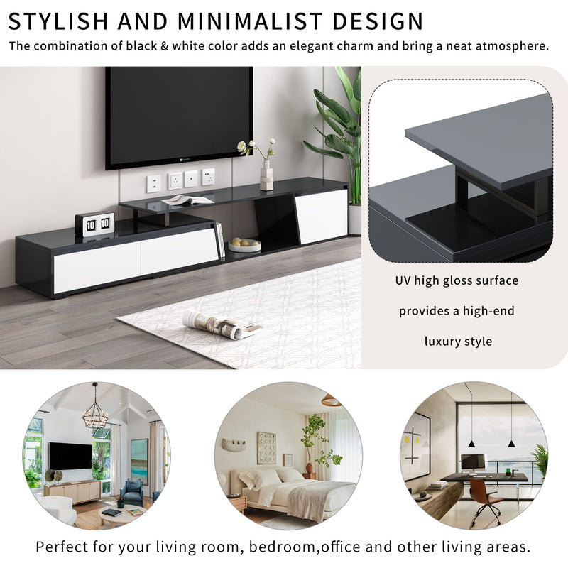 Minimalist Rectangle Extendable TV Cabinet With 2 Drawers And 1 Cabinet