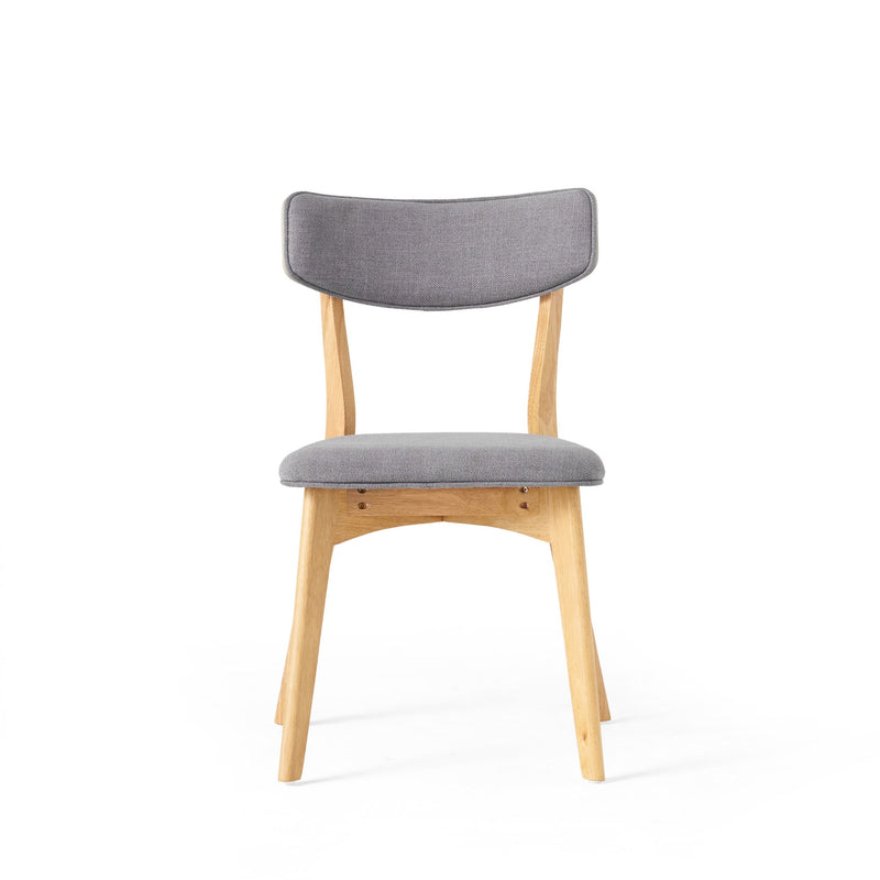 Mid Century Fabric Dining Chairs With Natural Oak (Set of 2) - Dark Gray