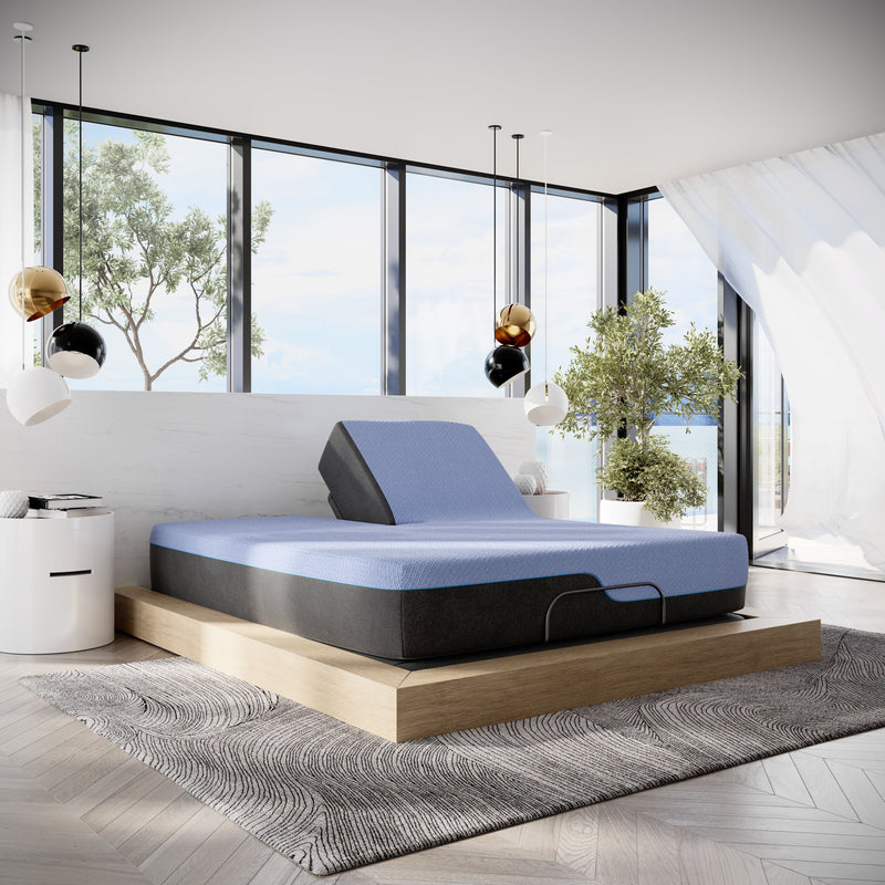 Refresh - 12" King Size Flex Head Latex Foam Hybrid Mattress And Adjustable Base Bundle - Blue