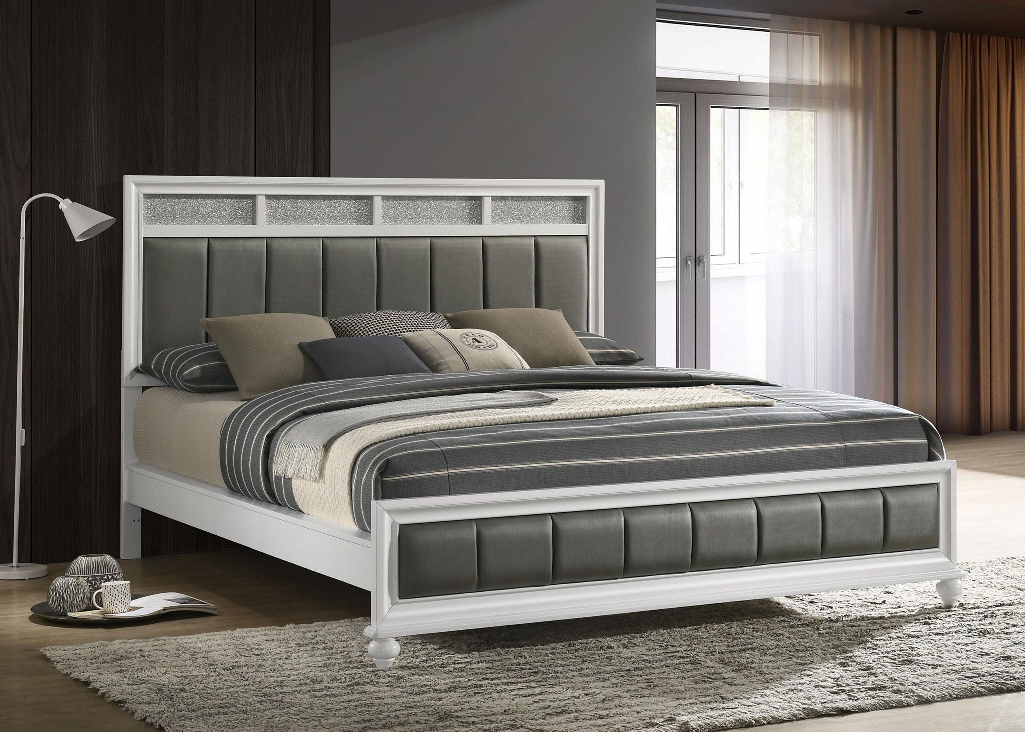 Barzini Wood California King Panel Bed White