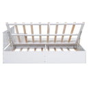 Full Size Wood Storage Hydraulic Platform Bed with Twin Size Trundle, Side Table and Lounge, White
