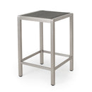 Outdoor 43" Aluminum Bar Table With Rattan Table Top - Gray / Silver