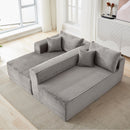 Compression Sectional Couch With Comfy Chaise, Boneless L Shape Sofa With Deep Seat