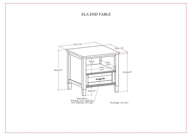 Ela - End Table - Brown