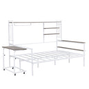 Daybed With Movable Desk, Grid, Shelves And Clothes Hanger