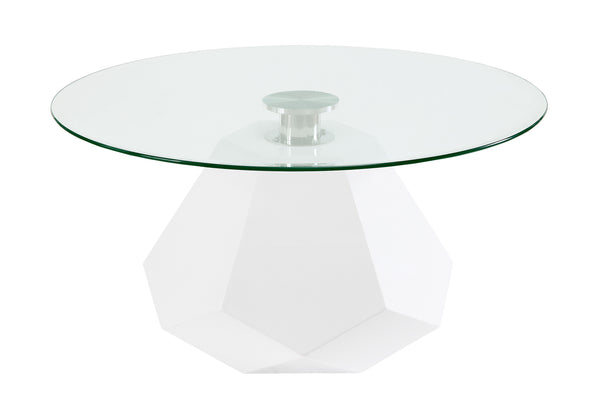 Chara - Clear Glass High Gloss Coffee Table - White