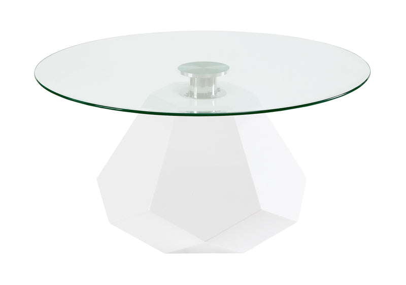 Chara - Clear Glass High Gloss Coffee Table - White