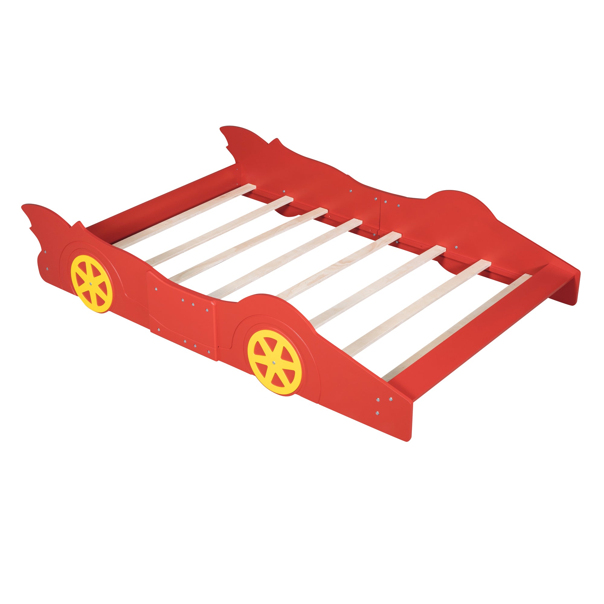 Full Size Race Car-Shaped Platform Bed with Wheels,Red - Atlantic Fine Furniture Melbourne FL