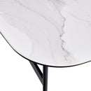 Modern Rectangular Rock Plate Coffee Table Open Space Design Golden Metal Frame Minimalist Living Room Center Table For Lounge Office - Black White