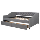 Upholstered Daybed With Two Drawers, Wood Slat Support