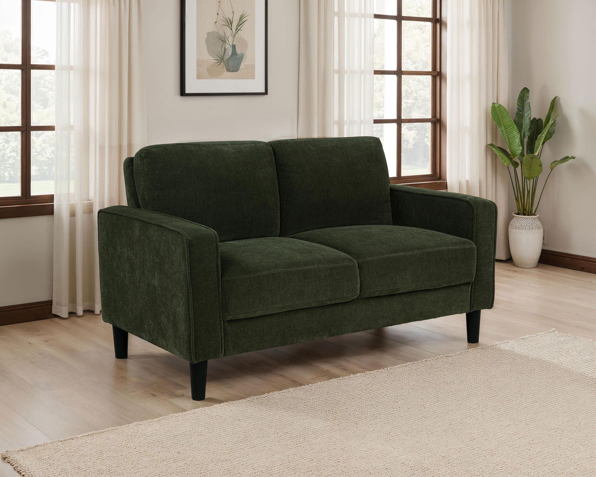 Ruth Fabric Upholstered Track Arm Loveseat Matcha Green