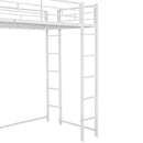 Twin Metal Loft Bed with 2 Shelves and one Desk ,WHITE(Old SKU: MF281206AAK)